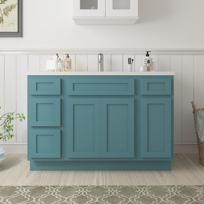 48" Plywood Bathroom Vanity Cabinet without Top - 4 Drawers & 3 Doors - HomeBeyond