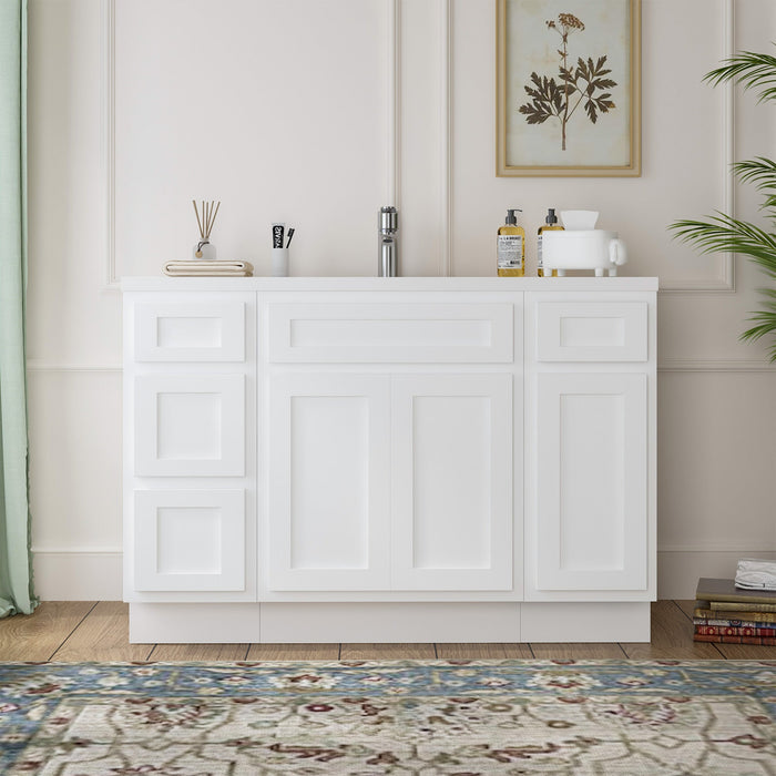 48" Plywood Bathroom Vanity Cabinet without Top - 4 Drawers & 3 Doors - HomeBeyond