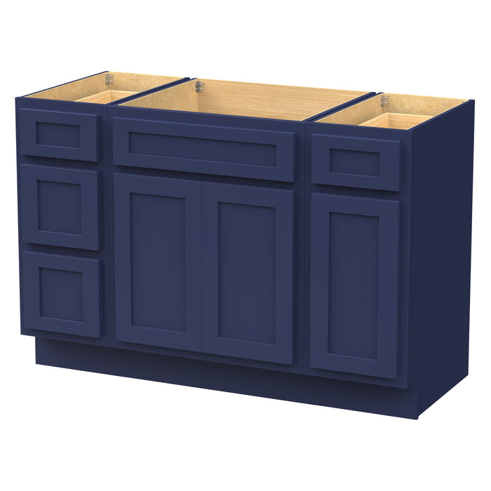 48" Plywood Bathroom Vanity Cabinet without Top - 4 Drawers & 3 Doors - HomeBeyond