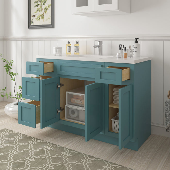 48" Plywood Bathroom Vanity Cabinet without Top - 4 Drawers & 3 Doors - HomeBeyond