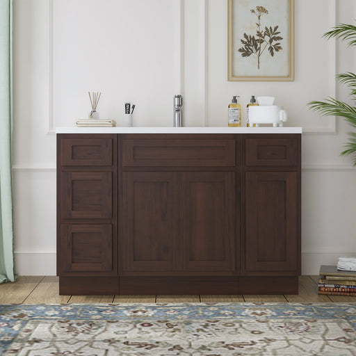 48" Plywood Bathroom Vanity Cabinet without Top - 4 Drawers & 3 Doors - HomeBeyond