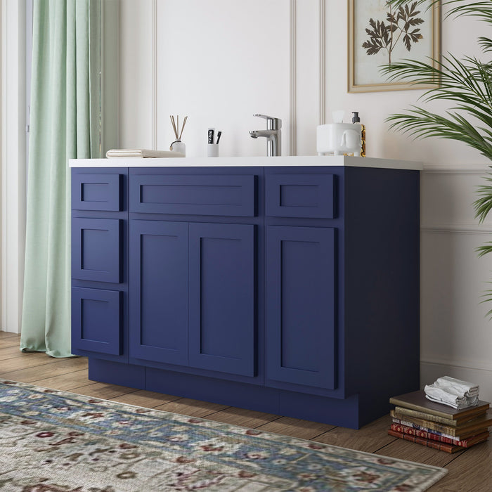 48" Plywood Bathroom Vanity Cabinet without Top - 4 Drawers & 3 Doors - HomeBeyond