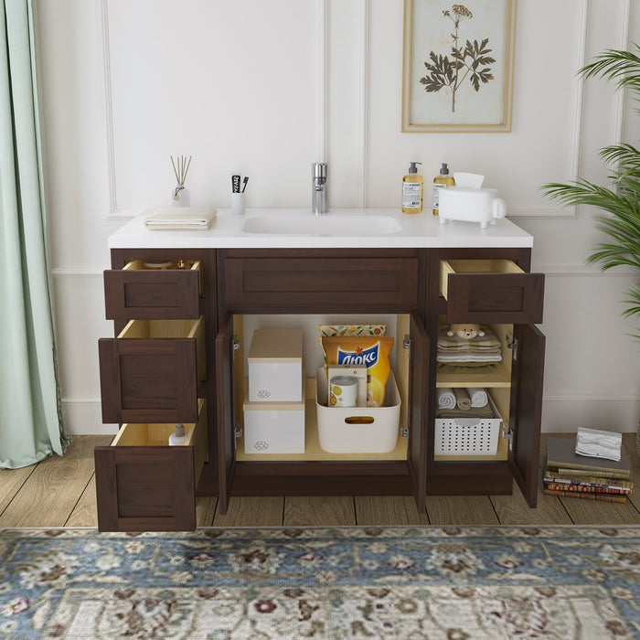48" Plywood Bathroom Vanity Cabinet without Top - 4 Drawers & 3 Doors - HomeBeyond