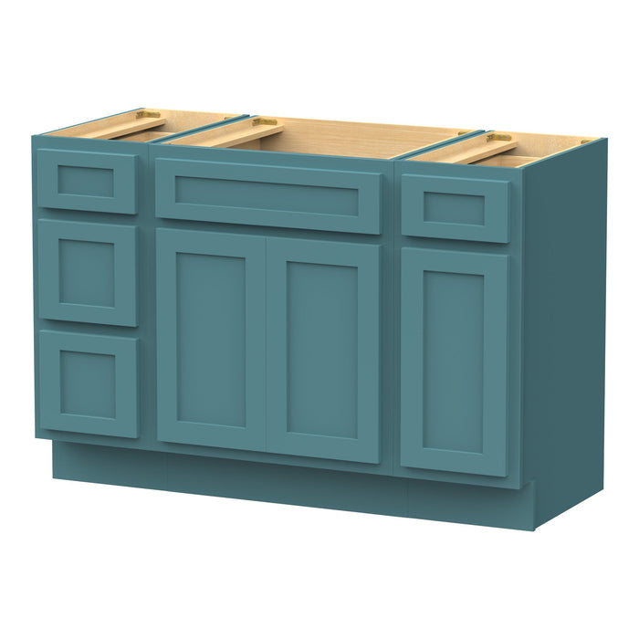 48" Plywood Bathroom Vanity Cabinet without Top - 4 Drawers & 3 Doors - HomeBeyond