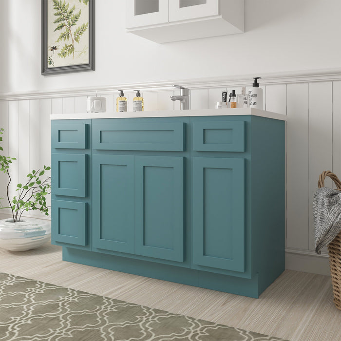 48" Plywood Bathroom Vanity Cabinet without Top - 4 Drawers & 3 Doors - HomeBeyond