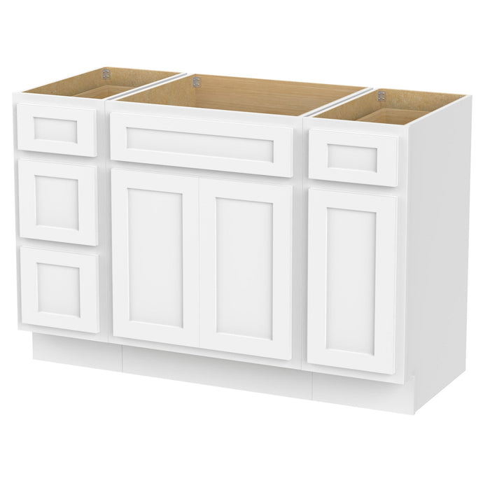 48" Plywood Bathroom Vanity Cabinet without Top - 4 Drawers & 3 Doors - HomeBeyond