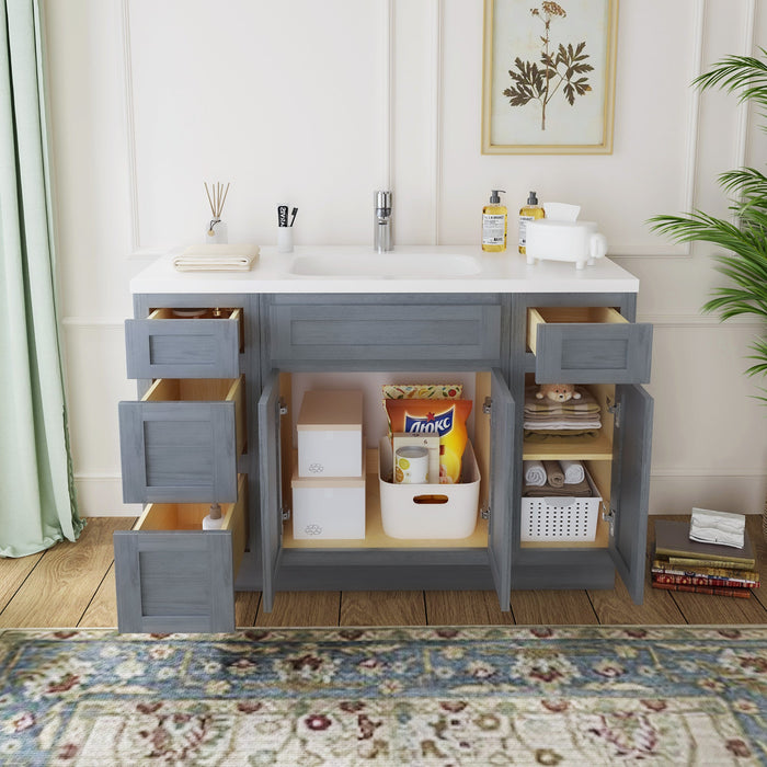 48" Plywood Bathroom Vanity Cabinet without Top - 4 Drawers & 3 Doors - HomeBeyond