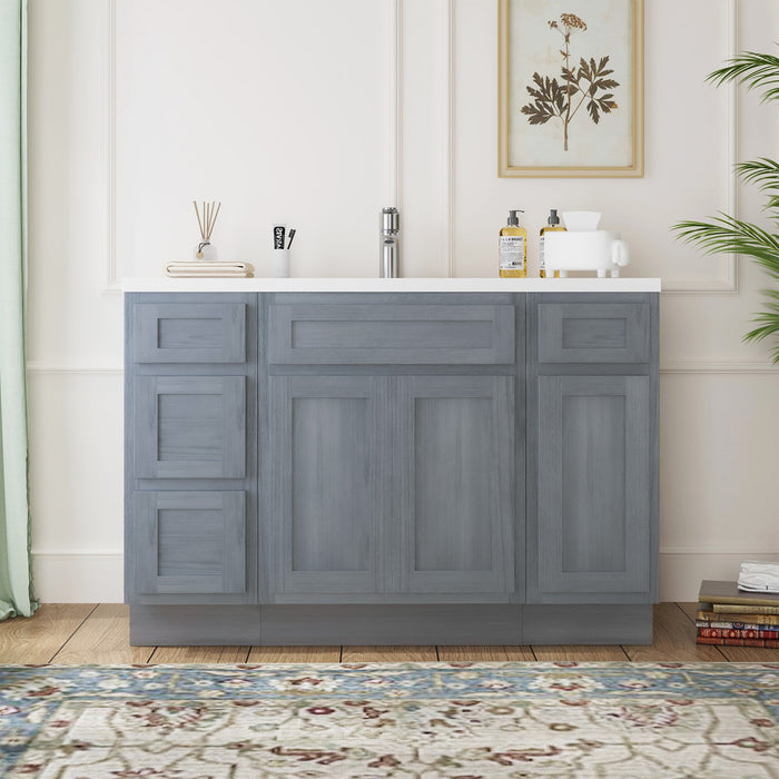 48" Plywood Bathroom Vanity Cabinet without Top - 4 Drawers & 3 Doors - HomeBeyond