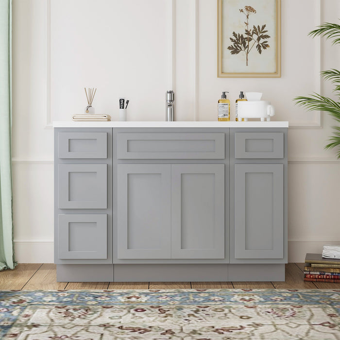 48" Plywood Bathroom Vanity Cabinet without Top - 4 Drawers & 3 Doors - HomeBeyond