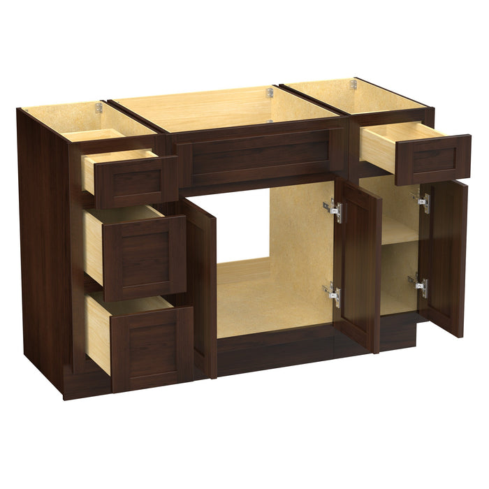 48" Plywood Bathroom Vanity Cabinet without Top - 4 Drawers & 3 Doors - HomeBeyond