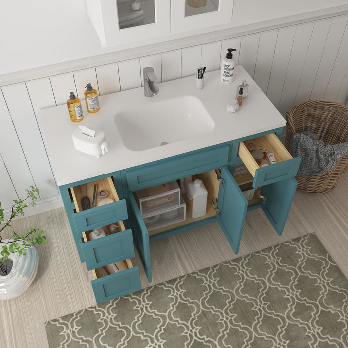 48" Plywood Bathroom Vanity Cabinet without Top - 4 Drawers & 3 Doors - HomeBeyond