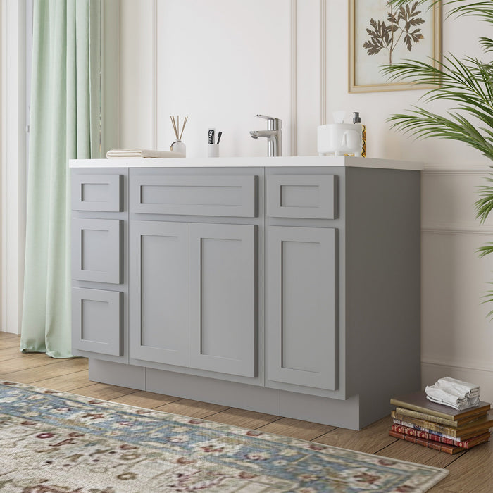 48" Plywood Bathroom Vanity Cabinet without Top - 4 Drawers & 3 Doors - HomeBeyond