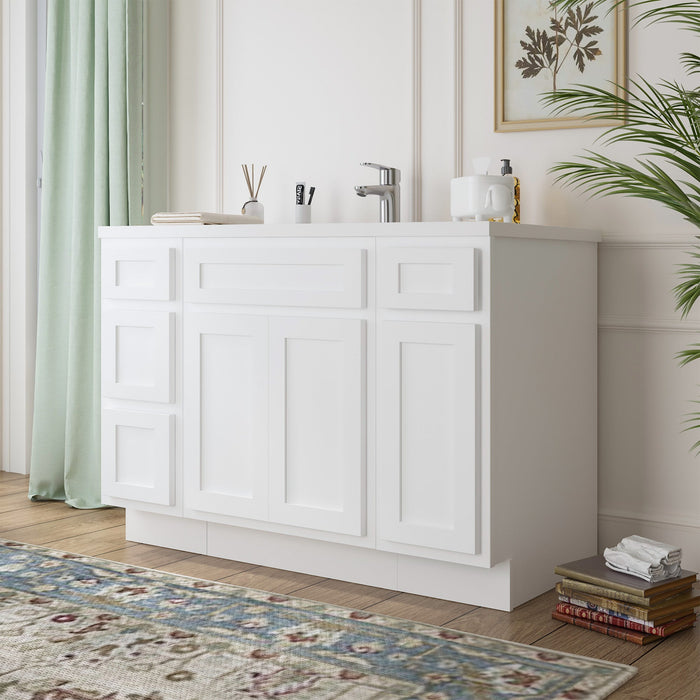 48" Plywood Bathroom Vanity Cabinet without Top - 4 Drawers & 3 Doors - HomeBeyond