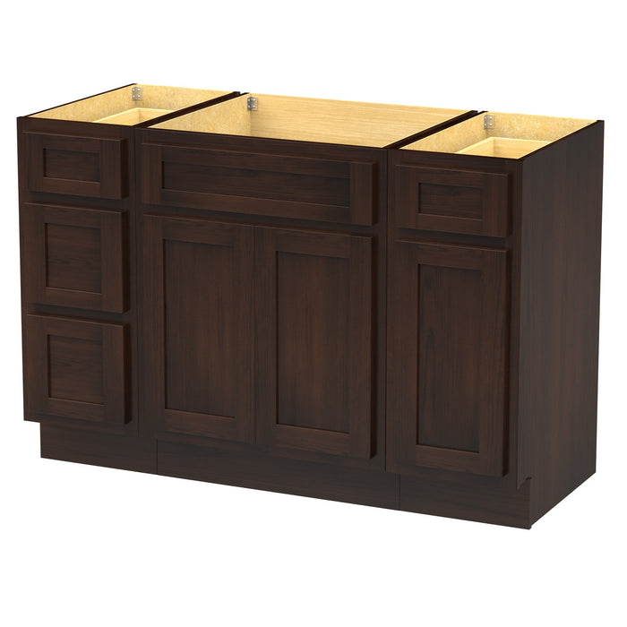 48" Plywood Bathroom Vanity Cabinet without Top - 4 Drawers & 3 Doors - HomeBeyond