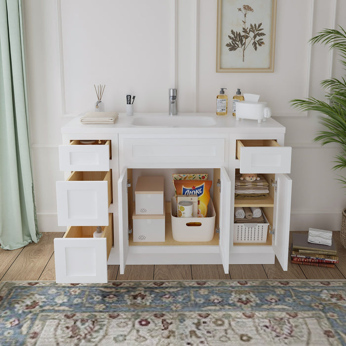 48" Plywood Bathroom Vanity Cabinet without Top - 4 Drawers & 3 Doors - HomeBeyond