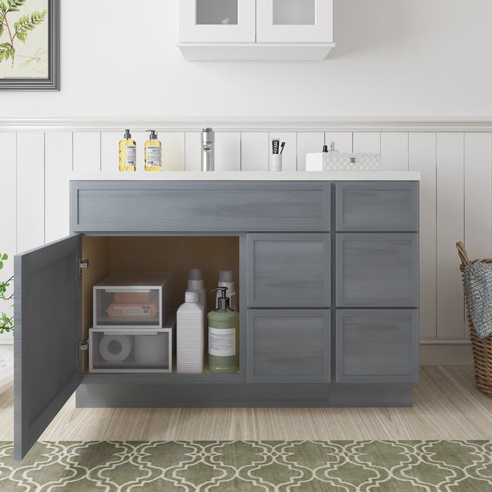 48" Plywood Bathroom Vanity Cabinet without Top - 5 Drawers & 1 Door - HomeBeyond