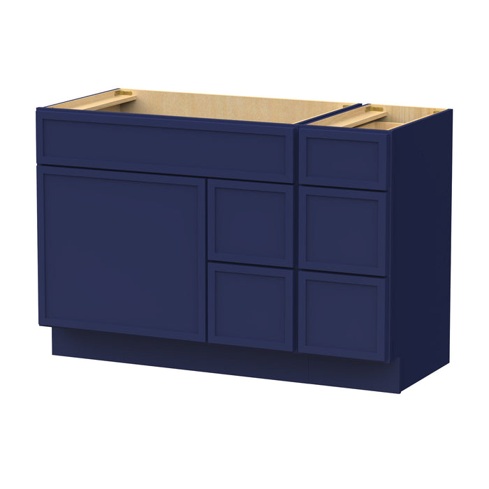 48" Plywood Bathroom Vanity Cabinet without Top - 5 Drawers & 1 Door - HomeBeyond