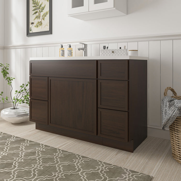 48" Plywood Bathroom Vanity Cabinet without Top - 5 Drawers & 1 Door - HomeBeyond