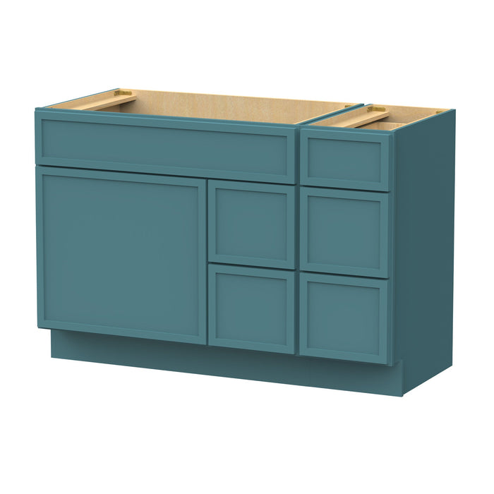 48" Plywood Bathroom Vanity Cabinet without Top - 5 Drawers & 1 Door - HomeBeyond