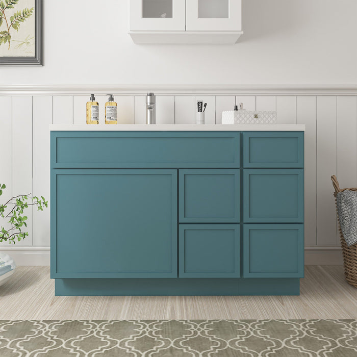 48" Plywood Bathroom Vanity Cabinet without Top - 5 Drawers & 1 Door - HomeBeyond