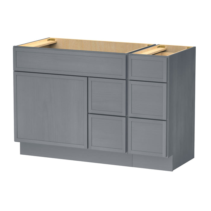 48" Plywood Bathroom Vanity Cabinet without Top - 5 Drawers & 1 Door - HomeBeyond