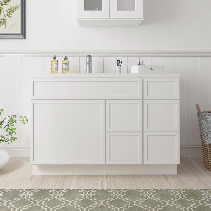 48" Plywood Bathroom Vanity Cabinet without Top - 5 Drawers & 1 Door - HomeBeyond