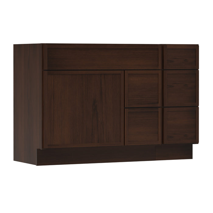 48" Plywood Bathroom Vanity Cabinet without Top - 5 Drawers & 1 Door - HomeBeyond