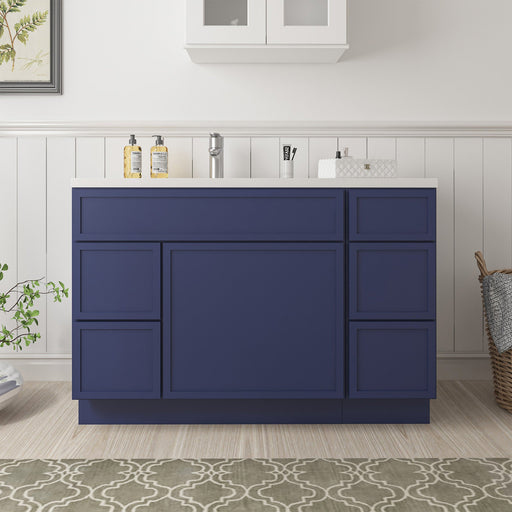 48" Plywood Bathroom Vanity Cabinet without Top - 5 Drawers & 1 Door - HomeBeyond