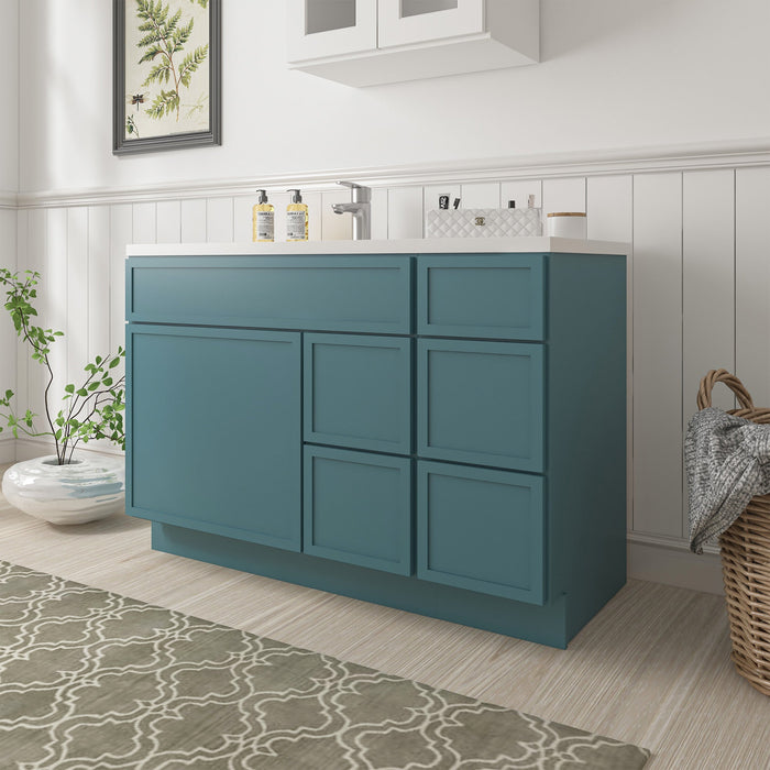 48" Plywood Bathroom Vanity Cabinet without Top - 5 Drawers & 1 Door - HomeBeyond