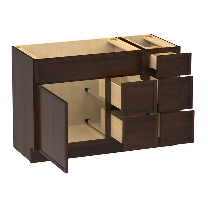 48" Plywood Bathroom Vanity Cabinet without Top - 5 Drawers & 1 Door - HomeBeyond