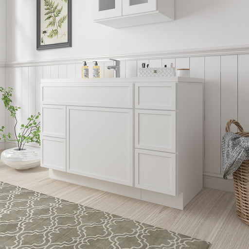 48" Plywood Bathroom Vanity Cabinet without Top - 5 Drawers & 1 Door - HomeBeyond