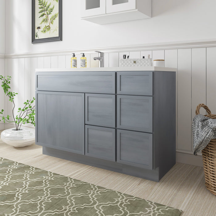 48" Plywood Bathroom Vanity Cabinet without Top - 5 Drawers & 1 Door - HomeBeyond