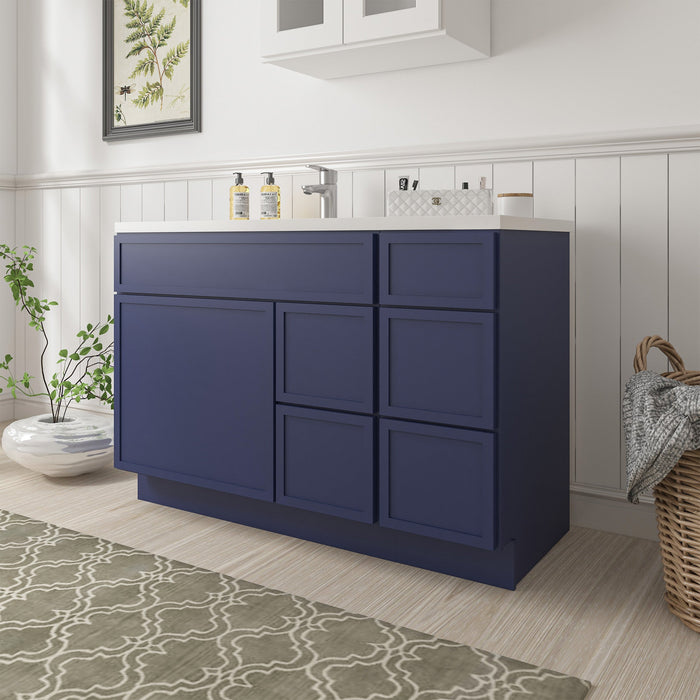 48" Plywood Bathroom Vanity Cabinet without Top - 5 Drawers & 1 Door - HomeBeyond