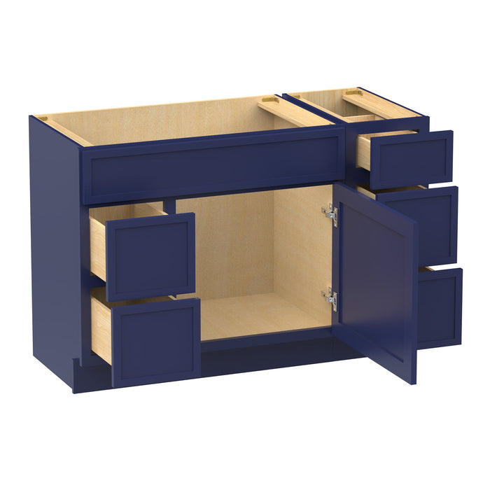 48" Plywood Bathroom Vanity Cabinet without Top - 5 Drawers & 1 Door - HomeBeyond