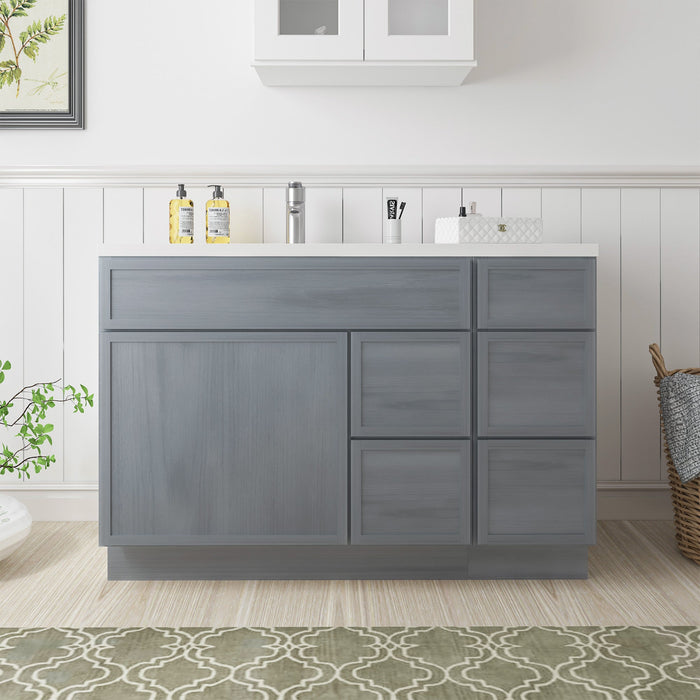 48" Plywood Bathroom Vanity Cabinet without Top - 5 Drawers & 1 Door - HomeBeyond
