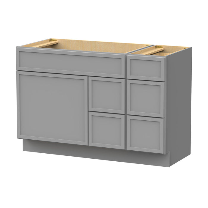 48" Plywood Bathroom Vanity Cabinet without Top - 5 Drawers & 1 Door - HomeBeyond