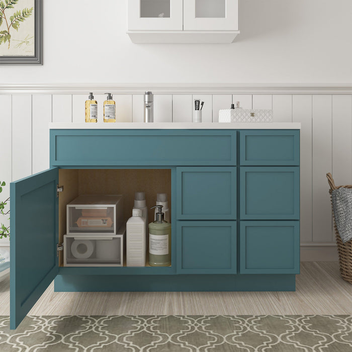 48" Plywood Bathroom Vanity Cabinet without Top - 5 Drawers & 1 Door - HomeBeyond