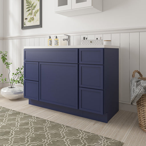 48" Plywood Bathroom Vanity Cabinet without Top - 5 Drawers & 1 Door - HomeBeyond