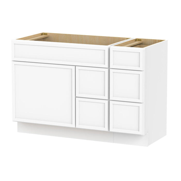 48" Plywood Bathroom Vanity Cabinet without Top - 5 Drawers & 1 Door - HomeBeyond
