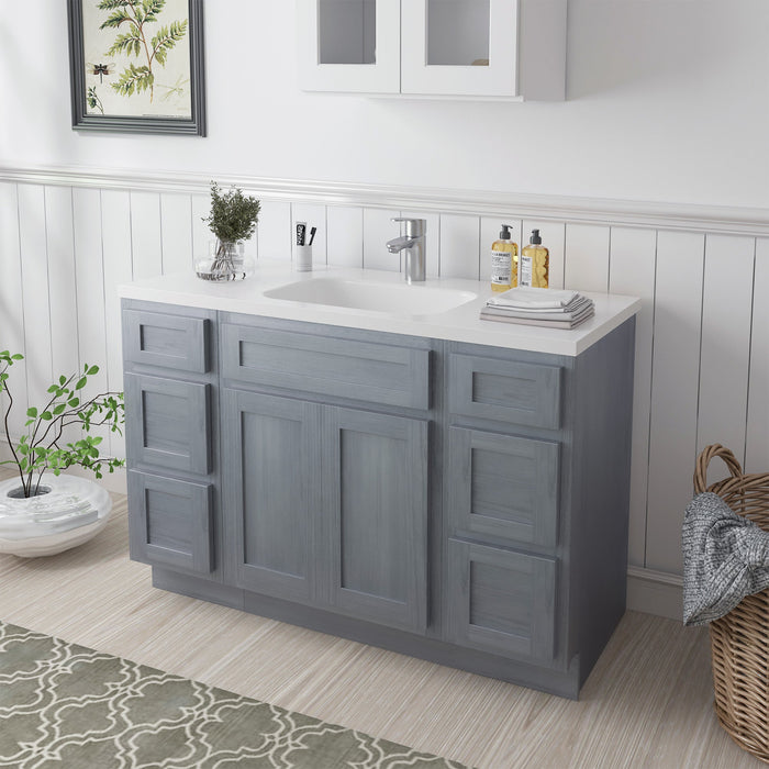 48" Plywood Bathroom Vanity Cabinet without Top - 6 Drawers & 2 Doors - HomeBeyond