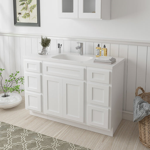 48" Plywood Bathroom Vanity Cabinet without Top - 6 Drawers & 2 Doors - HomeBeyond