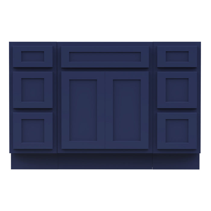 48" Plywood Bathroom Vanity Cabinet without Top - 6 Drawers & 2 Doors - HomeBeyond