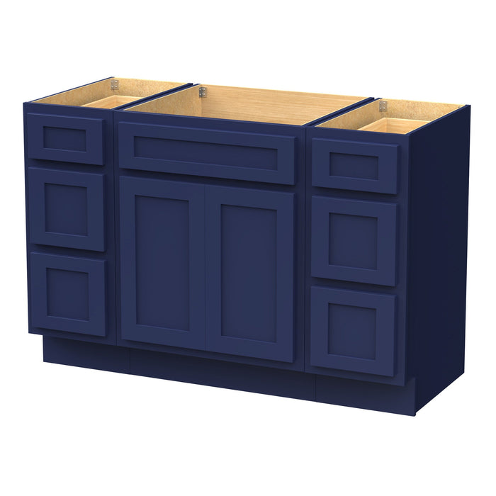 48" Plywood Bathroom Vanity Cabinet without Top - 6 Drawers & 2 Doors - HomeBeyond
