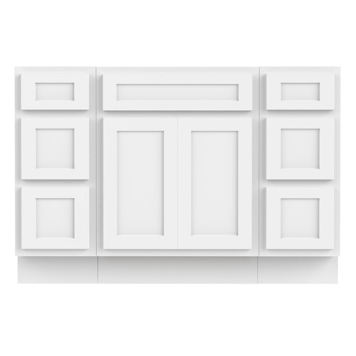 48" Plywood Bathroom Vanity Cabinet without Top - 6 Drawers & 2 Doors - HomeBeyond