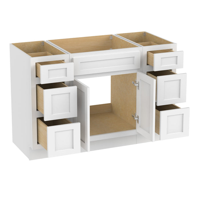 48" Plywood Bathroom Vanity Cabinet without Top - 6 Drawers & 2 Doors - HomeBeyond