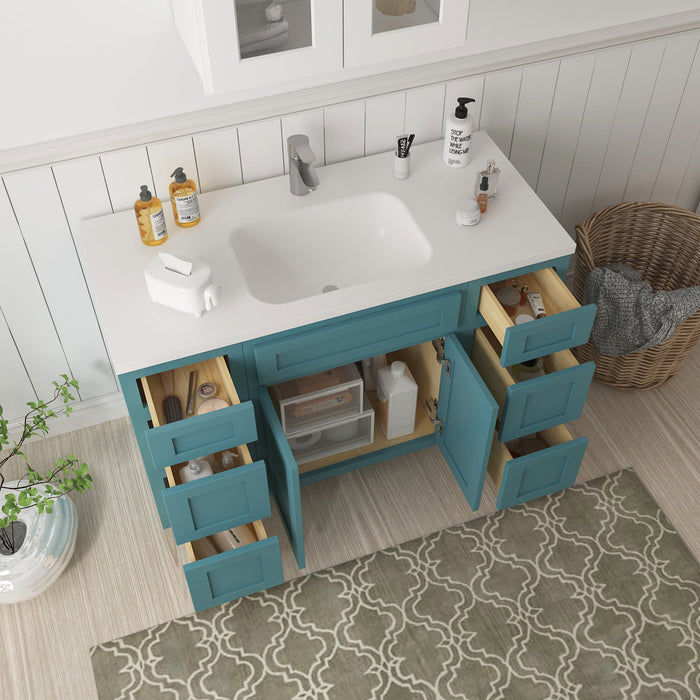 48" Plywood Bathroom Vanity Cabinet without Top - 6 Drawers & 2 Doors - HomeBeyond