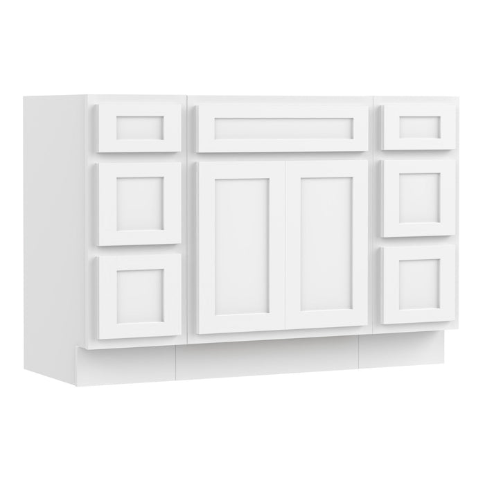 48" Plywood Bathroom Vanity Cabinet without Top - 6 Drawers & 2 Doors - HomeBeyond