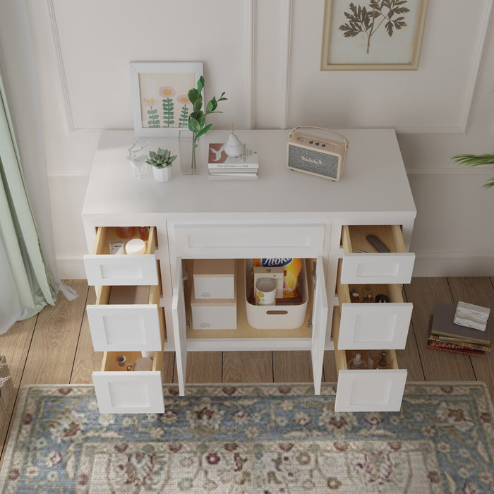48" Plywood Bathroom Vanity Cabinet without Top - 6 Drawers & 2 Doors - HomeBeyond