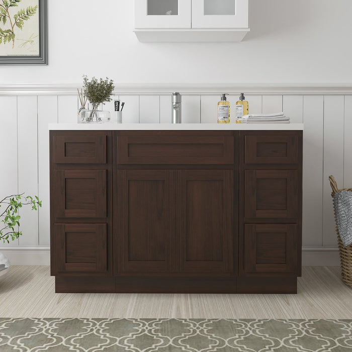 48" Plywood Bathroom Vanity Cabinet without Top - 6 Drawers & 2 Doors - HomeBeyond