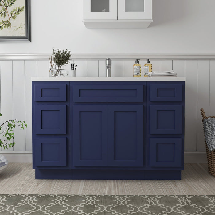 48" Plywood Bathroom Vanity Cabinet without Top - 6 Drawers & 2 Doors - HomeBeyond
